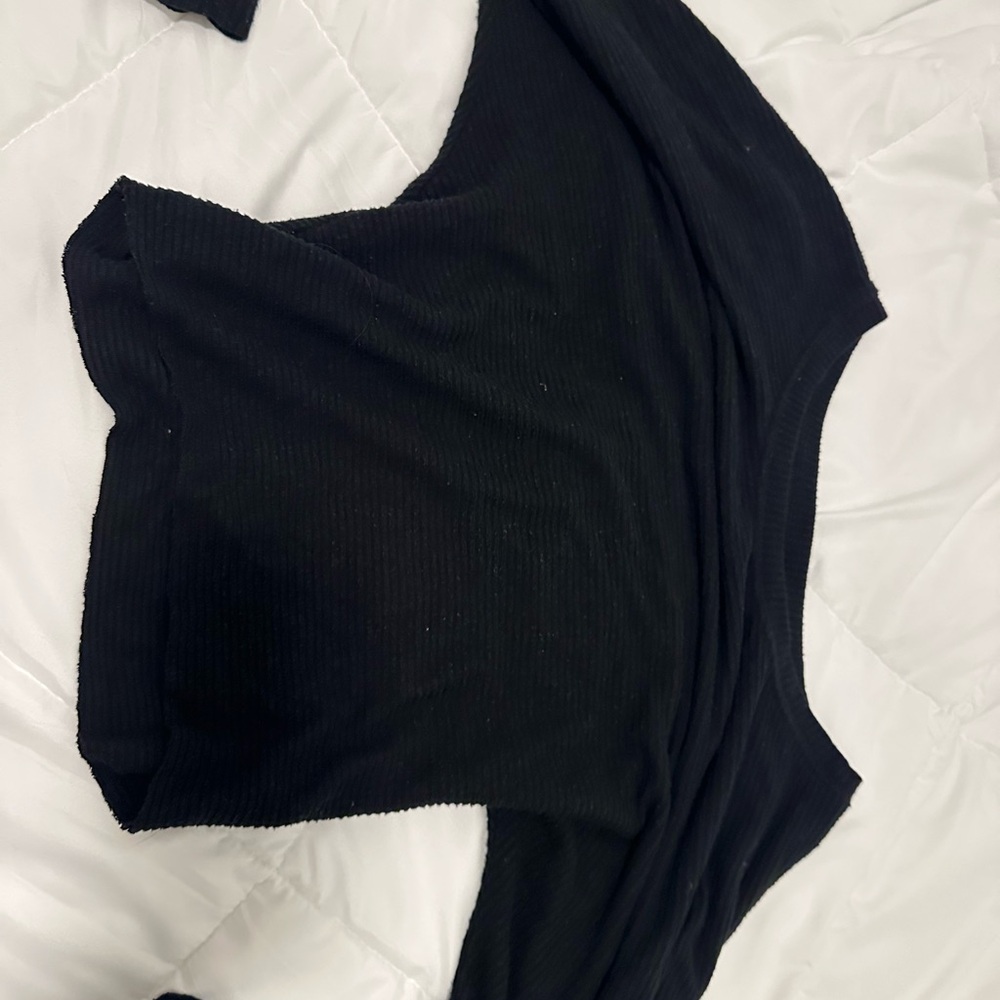 One size, Joah Brown Black Ribbed Top